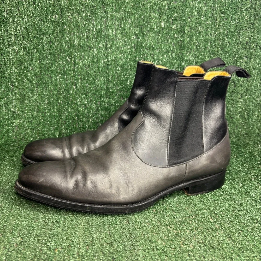 Carlos Santos Chelsea Leather Ankle Elastic Gusset Dress Boot Black Mens Sz 10.5